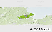 Physical Panoramic Map of Tunis, lighten