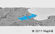 Political Panoramic Map of Tunis, desaturated