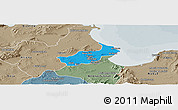 Political Panoramic Map of Tunis, semi-desaturated