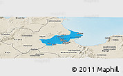 Political Panoramic Map of Tunis, shaded relief outside
