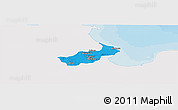 Political Panoramic Map of Tunis, single color outside