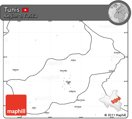 Blank Simple Map of Tunis