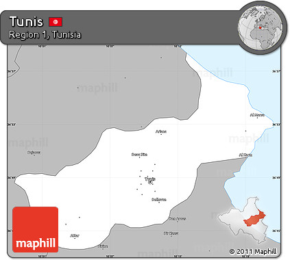 Gray Simple Map of Tunis