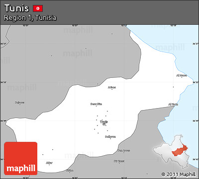 Gray Simple Map of Tunis
