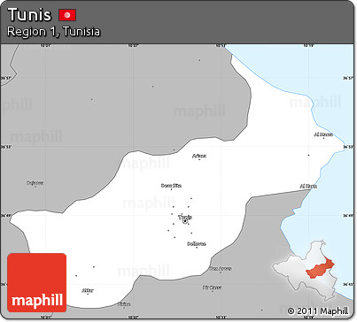 Gray Simple Map of Tunis