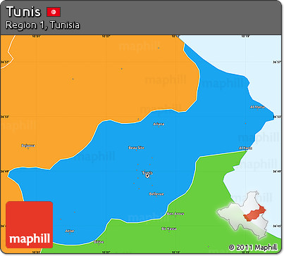 Political Simple Map of Tunis