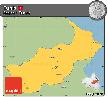 Savanna Style Simple Map of Tunis