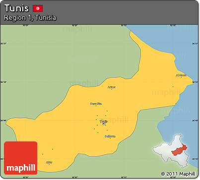 Savanna Style Simple Map of Tunis, single color outside