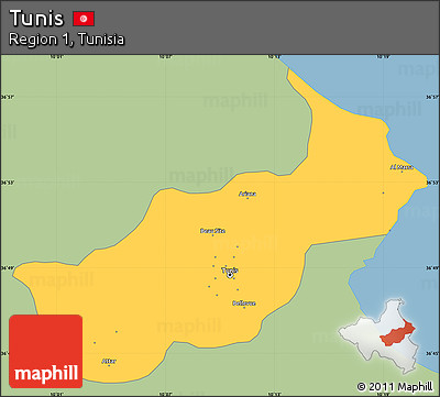 Savanna Style Simple Map of Tunis, single color outside