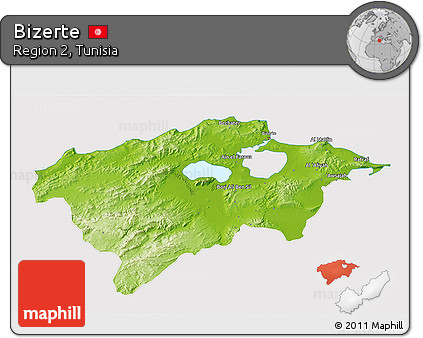 Physical 3D Map of Bizerte, cropped outside
