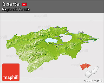 Physical 3D Map of Bizerte, cropped outside