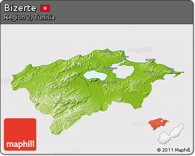 Physical 3D Map of Bizerte, cropped outside