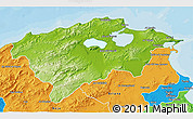 Physical 3D Map of Bizerte, political outside