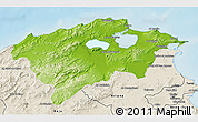 Physical 3D Map of Bizerte, shaded relief outside