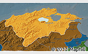 Political 3D Map of Bizerte, darken
