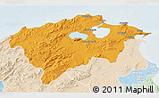 Political 3D Map of Bizerte, lighten