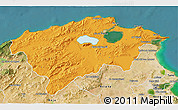 Political 3D Map of Bizerte, satellite outside