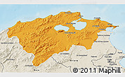 Political 3D Map of Bizerte, shaded relief outside