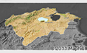 Satellite 3D Map of Bizerte, darken, desaturated