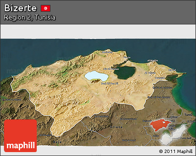 Satellite 3D Map of Bizerte, darken