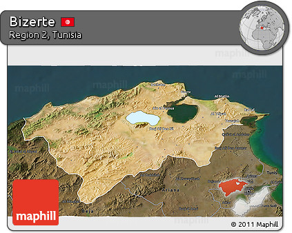 Satellite 3D Map of Bizerte, darken