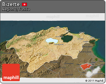 Satellite 3D Map of Bizerte, darken
