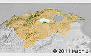 Satellite 3D Map of Bizerte, lighten, desaturated