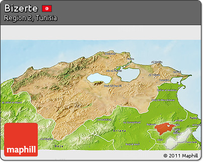 Satellite 3D Map of Bizerte, physical outside