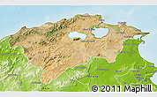 Satellite 3D Map of Bizerte, physical outside