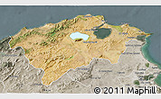 Satellite 3D Map of Bizerte, semi-desaturated