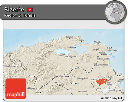 Shaded Relief 3D Map of Bizerte