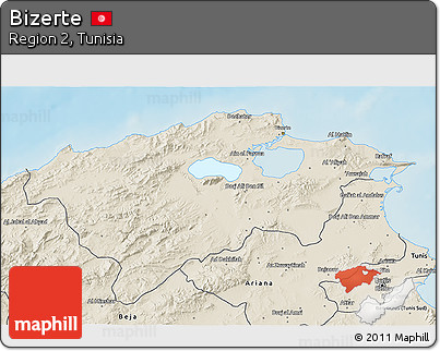 Shaded Relief 3D Map of Bizerte