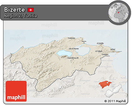 Shaded Relief 3D Map of Bizerte, lighten