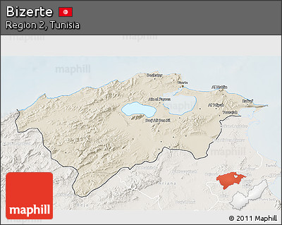 Shaded Relief 3D Map of Bizerte, lighten