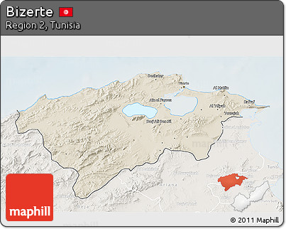Shaded Relief 3D Map of Bizerte, lighten