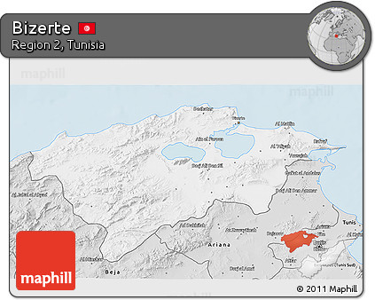 Silver Style 3D Map of Bizerte