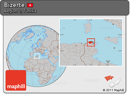 Gray Location Map of Bizerte