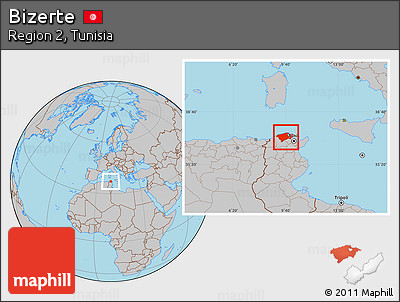 Gray Location Map of Bizerte