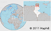 Gray Location Map of Bizerte, highlighted country, within the entire country