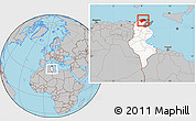 Gray Location Map of Bizerte, highlighted country, highlighted parent region, within the entire country