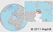 Gray Location Map of Bizerte, highlighted country, highlighted parent region