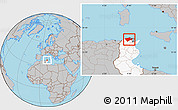 Gray Location Map of Bizerte, highlighted country