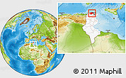 Physical Location Map of Bizerte, highlighted country, within the entire country