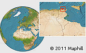 Satellite Location Map of Bizerte, within the entire country