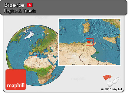Satellite Location Map of Bizerte