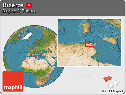 Satellite Location Map of Bizerte