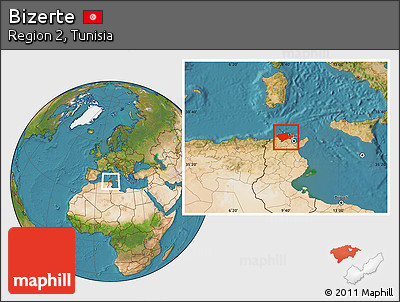 Satellite Location Map of Bizerte