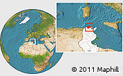 Satellite Location Map of Bizerte, highlighted country