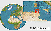 Satellite Location Map of Bizerte, highlighted parent region
