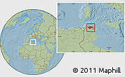 Savanna Style Location Map of Bizerte, hill shading